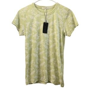 RAG BONE GREEN MULTI ALL OVER SUMMER LEAF TEE XS‎ Casual Minimalist Designer